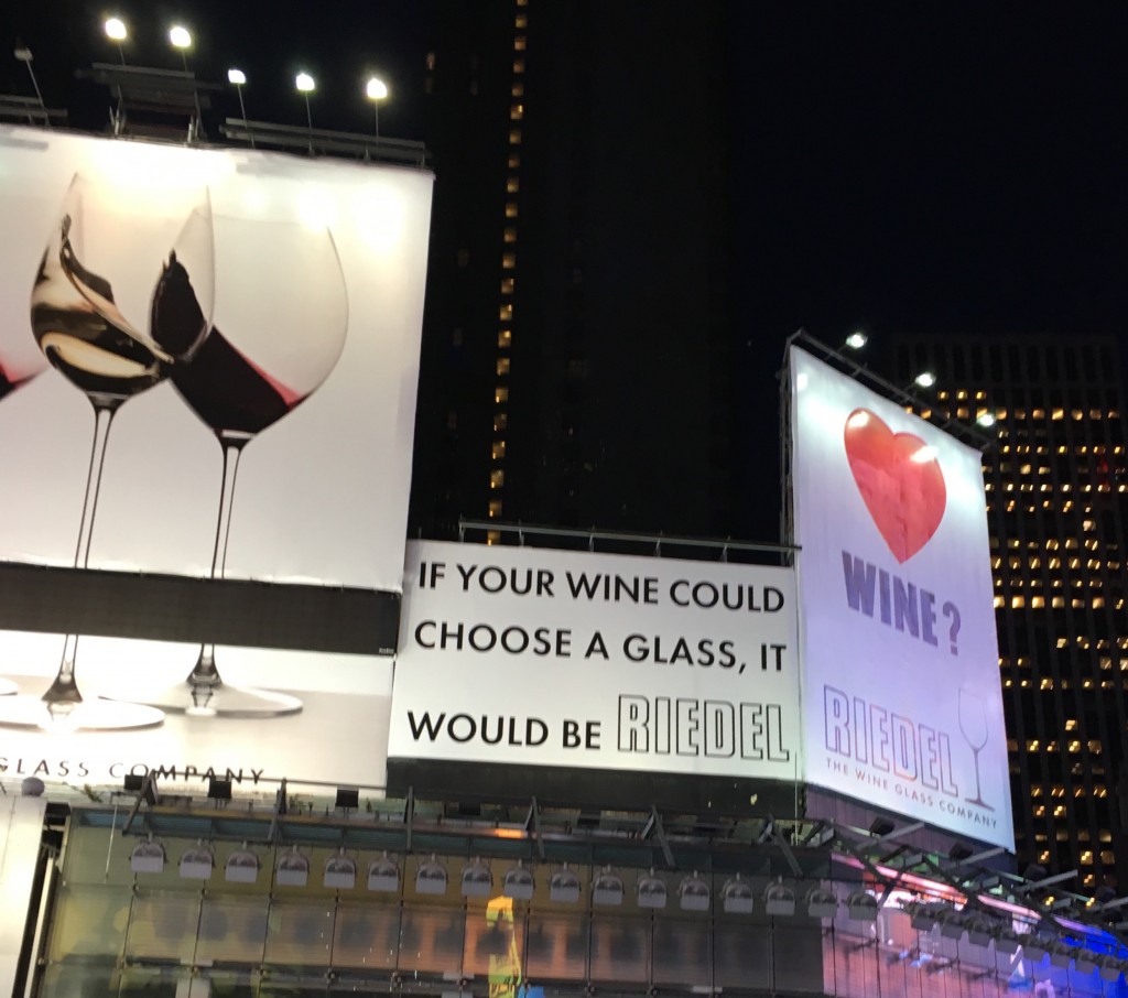 Reidel wine glass billboard, Times Square, NYC